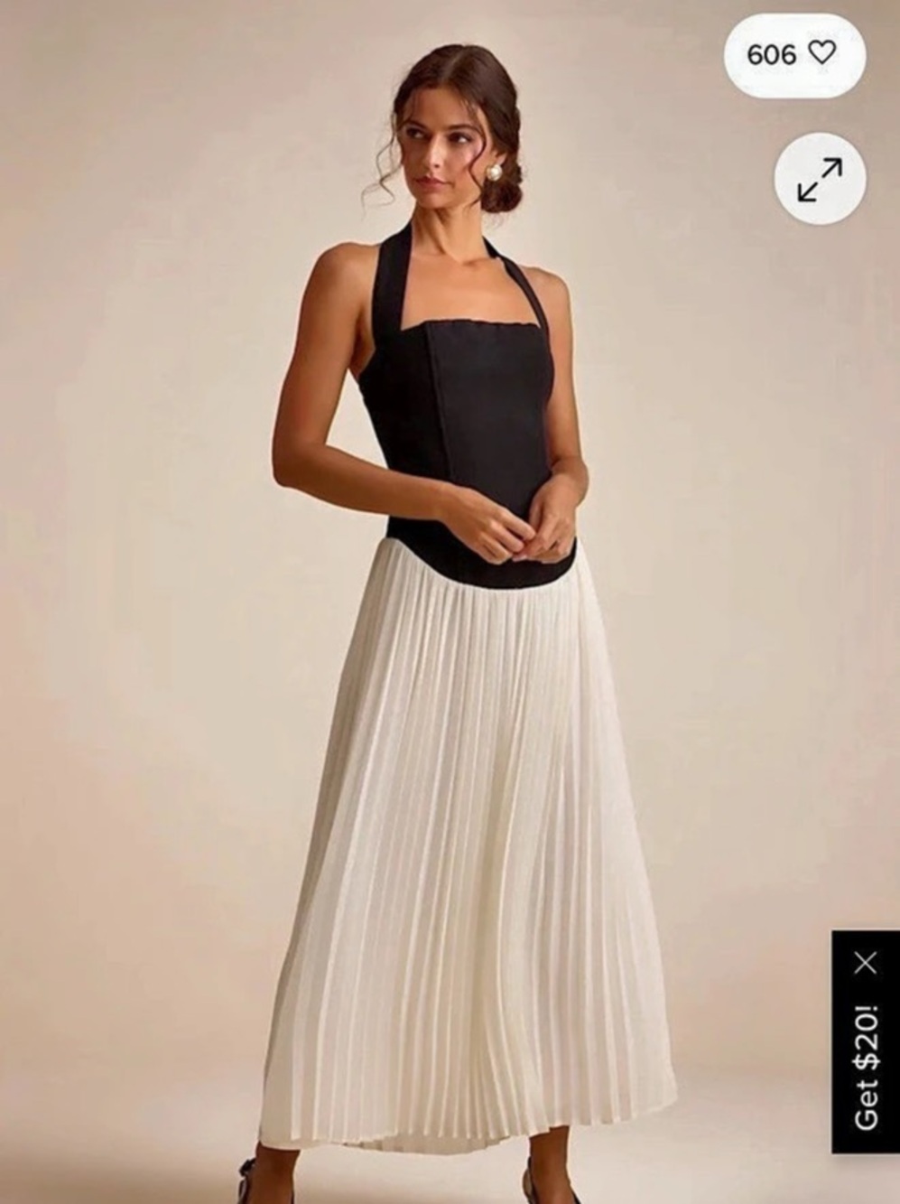 Lulus Suri Black and Ivory Mixed Media Halter Maxi Dress Black & Ivory Mixed